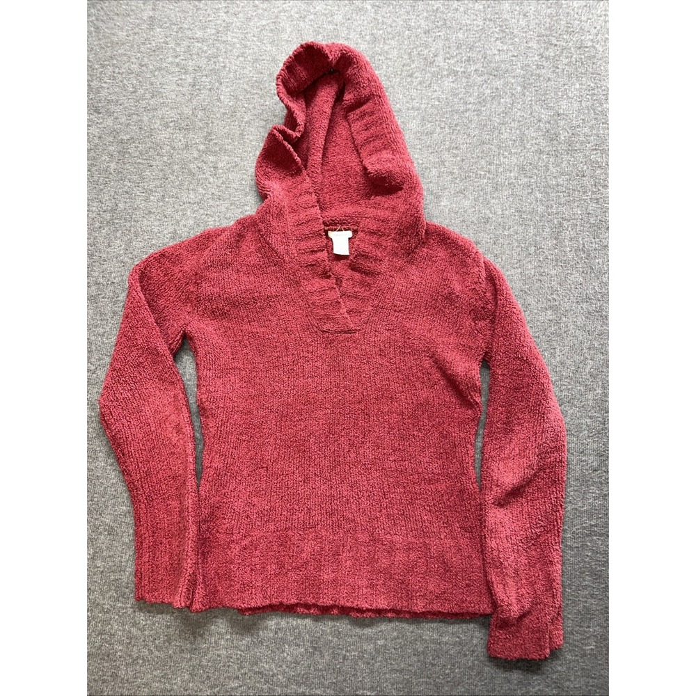 Maurices Womens Small Hooded Long Sleeve V-neck Sweater Burgundy Color